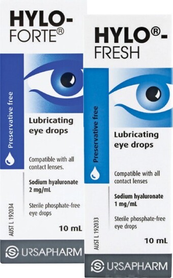 Hylo-forte or hylo-fresh lubricating eye drops 10ml