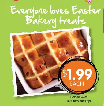 Golden West Hot Cross Buns 6pk