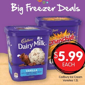 Spudshed Cadbury Ice Cream Varieties 1,2L offer