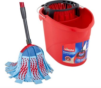 BIG W Vileda supermocio power press bucket & wringer or microfibre strip mop offer