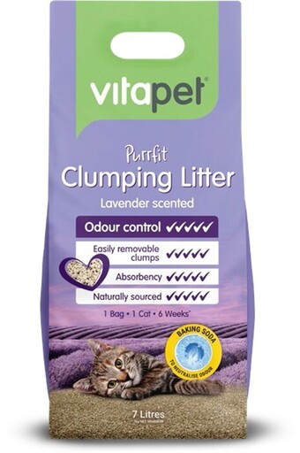 BIG W Vitapet purrfit lavender scented clumping litter 7-litre offer
