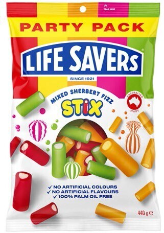 BIG W Life savers mixed sherbert fizz stix 220g offer