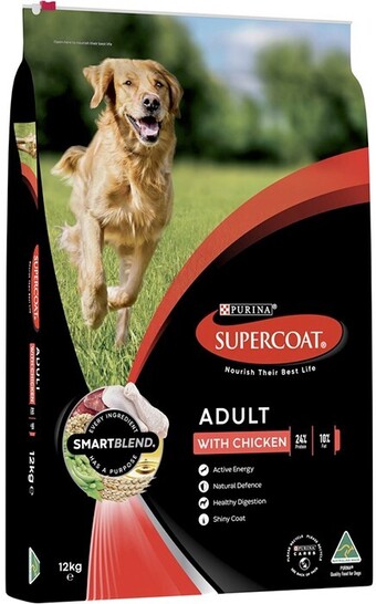 BIG W Supercoat smartblend dry adult dog food with chicken 12kg offer