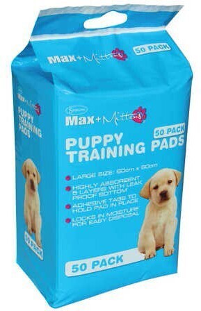 BIG W Max + mittens 50-pack puppy training pads offer