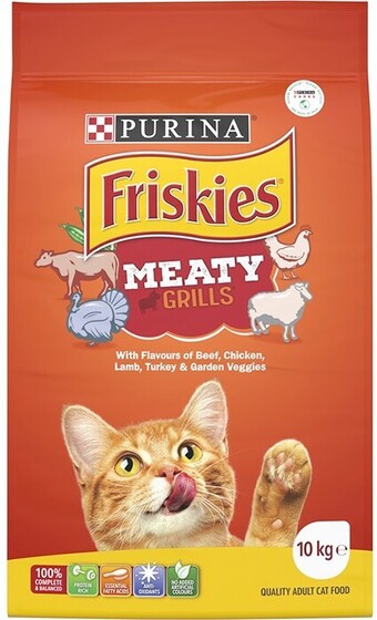 BIG W Purina friskies meaty grills dry cat food varieties 10kg offer