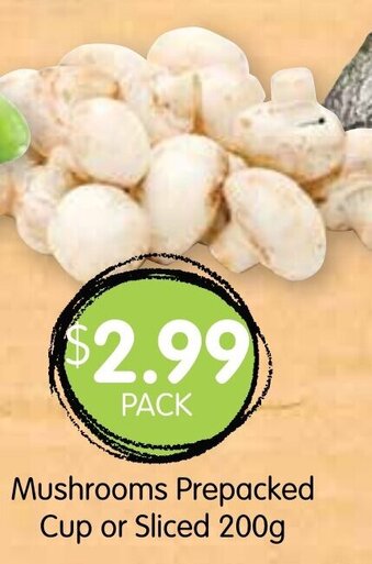 Spudshed Mushrooms Prepacked Cup or Sliced 200g offer