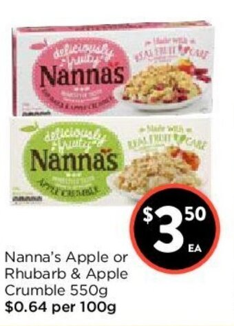 Foodworks Nanna's Apple or Rhubarb & Apple Crumble 550g offer