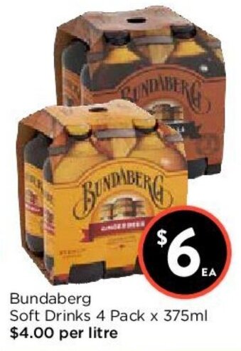Foodworks Bundaberg Soft Drinks 4 Pack x 375ml offer