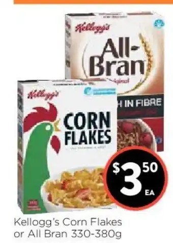 Foodworks Kelloggs Corn Flakes or All Bran 330-380g offer