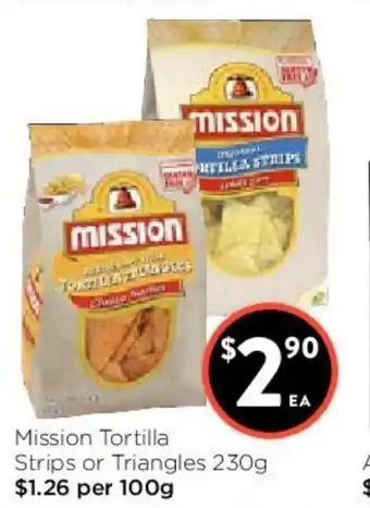 Foodworks Mission Tortilla Strips or Triangles 230g offer