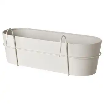 IKEA Vitlök flower box with holder, in/outdoor off-white, 56x20 cm offer