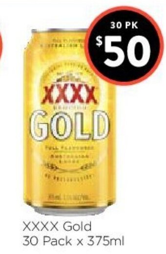 Foodworks XXXX Gold 30 Pack x 375ml offer