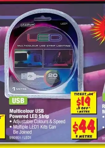 JB Hi-Fi Multicolour USB Powered LED Strip 5 Metre offer