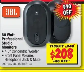 JB Hi-Fi 60 Watt Professional Studio Monitors offer