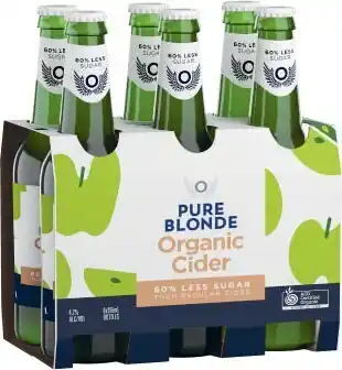Coles Pure Blonde Crisp Apple Oganic Cider Bottles 6x355mL offer