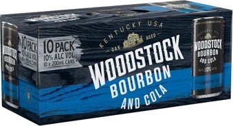 Coles Woodstock Bourbon & Cola 10% Cans 10x200mL offer
