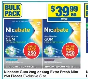 My Chemist Nicabate Gum 2mg or 4 mg Extra Fresh Mint 260 Pieces offer
