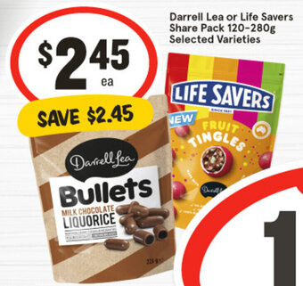 IGA Darrell Lea or Life Savers Share Pack 120-280g Selected Varieties offer
