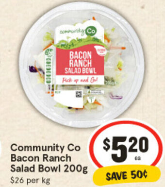 IGA Community Co Bacon Ranch Salad Bowl 200g offer
