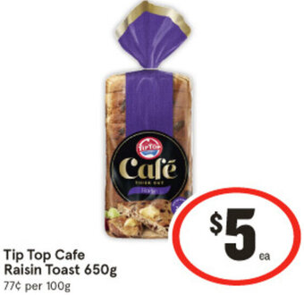 IGA Tip Top Cafe Raisin Toast 650g offer