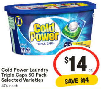 IGA Cold Power Laundry Triple Caps 30 Pack Selected Varieties offer