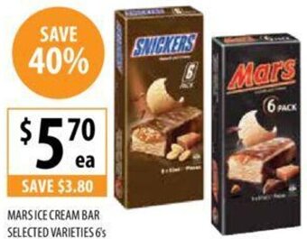Supabarn MARS ICE CREAM BAR SELECTED VARIETIES 6's offer
