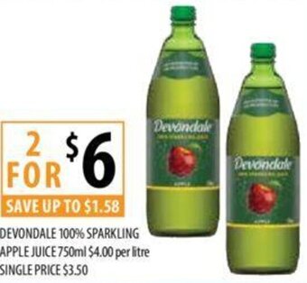 Supabarn DEVONDALE 100% SPARKLING APPLE JUICE 750ml offer