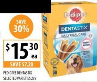 Supabarn PEDIGREE DENTASTIX SELECTED VARIETIES 28's offer