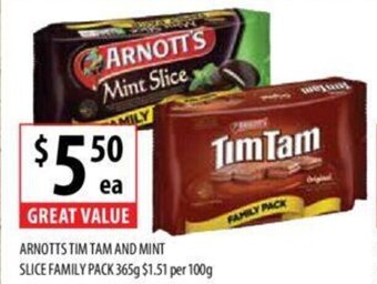 Supabarn ARNOTTS TIM TAM AND MINT SLICE FAMILY PACK 365g offer