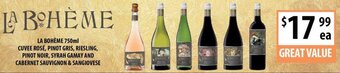 Supabarn LA BOHÈME 750ml CUVEE ROSÉ, PINOT GRIS, RIESLING, PINOT NOIR, SYRAH GAMAY AND CABERNET SAUVIGNON & SANGIOVESE offer
