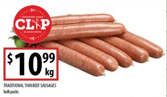 Supabarn TRADITIONAL THIN BEEF SAUSAGES bulk packs offer