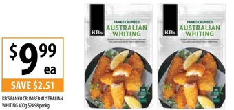 Supabarn KB'S PANKO CRUMBED AUSTRALIAN WHITING 400g offer
