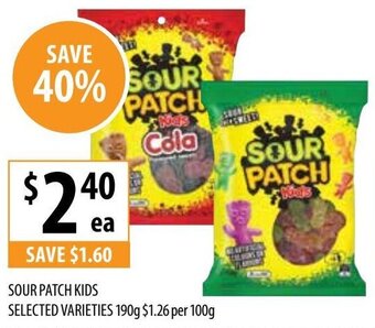 Supabarn SOUR PATCH KIDS SELECTED VARIETIES 190g offer