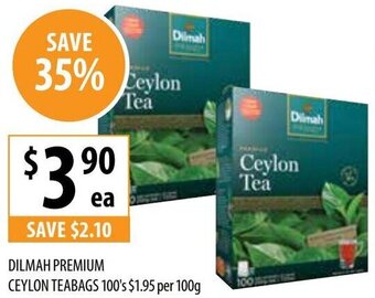 Supabarn DILMAH PREMIUM CEYLON TEABAGS 100's offer