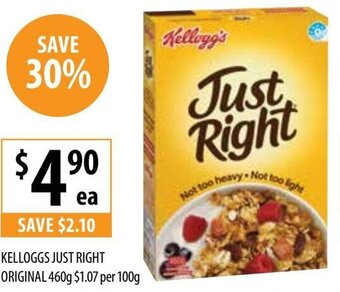 Supabarn KELLOGGS JUST RIGHT ORIGINAL 460g offer