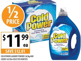 Supabarn COLD POWER LAUNDRY POWDER 1.8/2kg AND LIQUID 1.8/2 litre offer