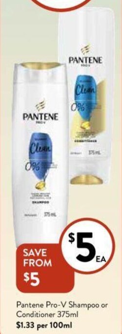 Foodworks Pantene Pro-V Shampoo or Conditioner 375ml offer
