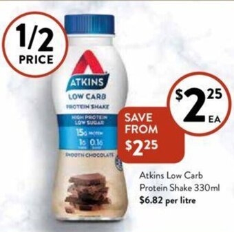 Foodworks Atkins Low Carb Protein Shake 330ml offer