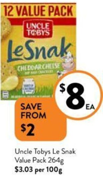 Foodworks Uncle Tobys Le Snak Value Pack 264g offer