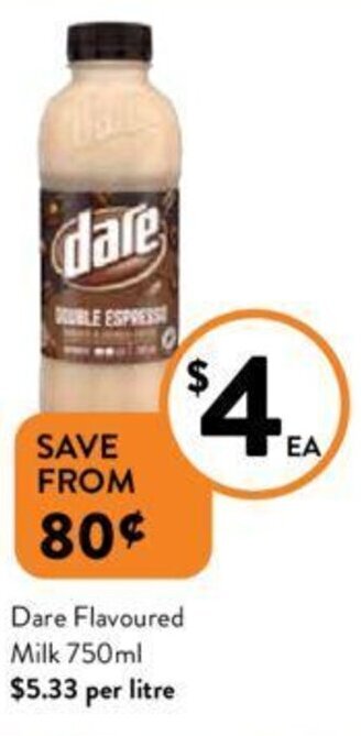 Foodworks Dare Flavoured Milk 750ml offer