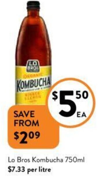 Foodworks Lo Bros Kombucha 750ml offer