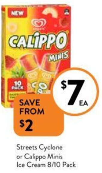 Foodworks Streets Cyclone or Calippo Minis Ice Cream 8/10 Pack offer