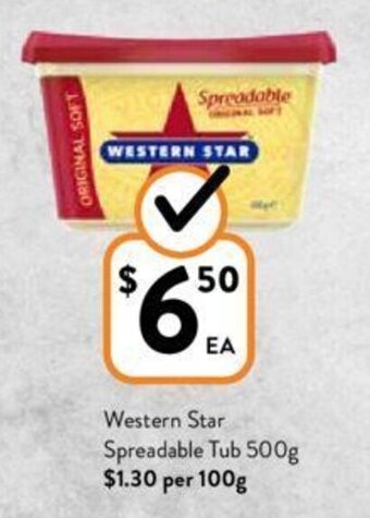 Foodworks Western Star Spreadable Tub 500g offer