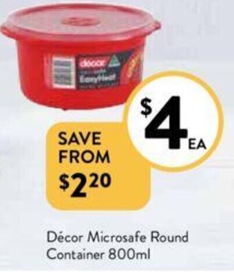 Foodworks Décor Microsafe Round Container 800ml offer