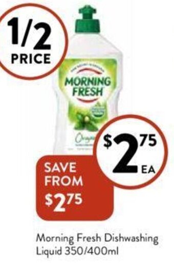 Foodworks Morning Fresh Dishwashing Liquid 350/400ml offer