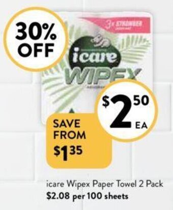Foodworks icare Wipex Paper Towel 2 Pack offer