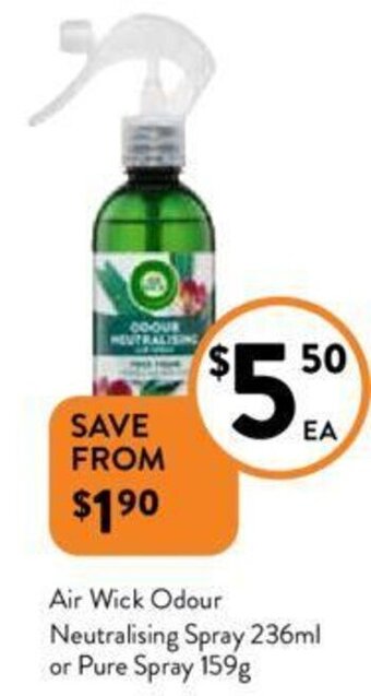 Air Wick Odour Neutralising Spray 236ml or Pure Spray 159g