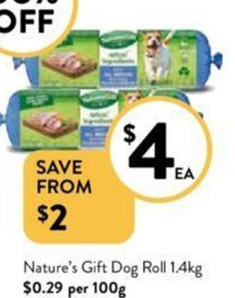 Foodworks Nature's Gift Dog Roll 1.4kg offer