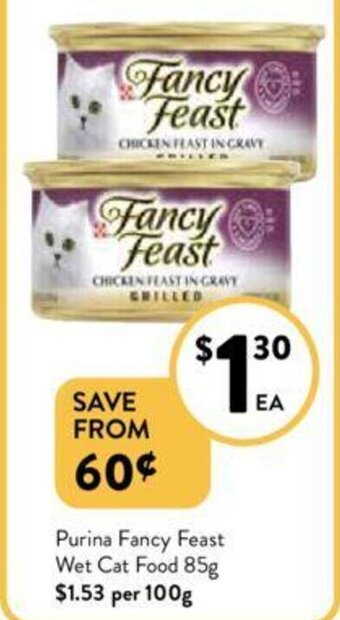 Foodworks Purina Fancy Feast Wet Cat Food 85g offer