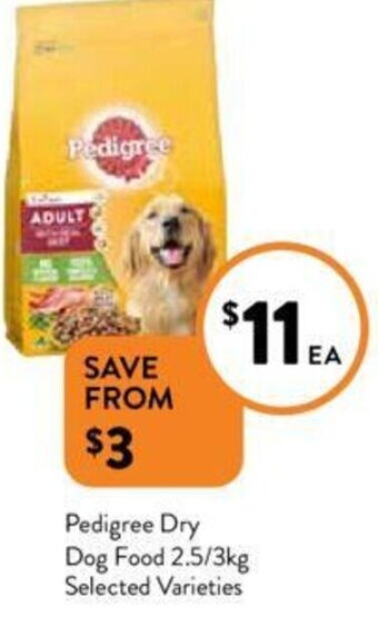Foodworks Pedigree Dry Dog Food 2.5/3kg Selected Varieties offer